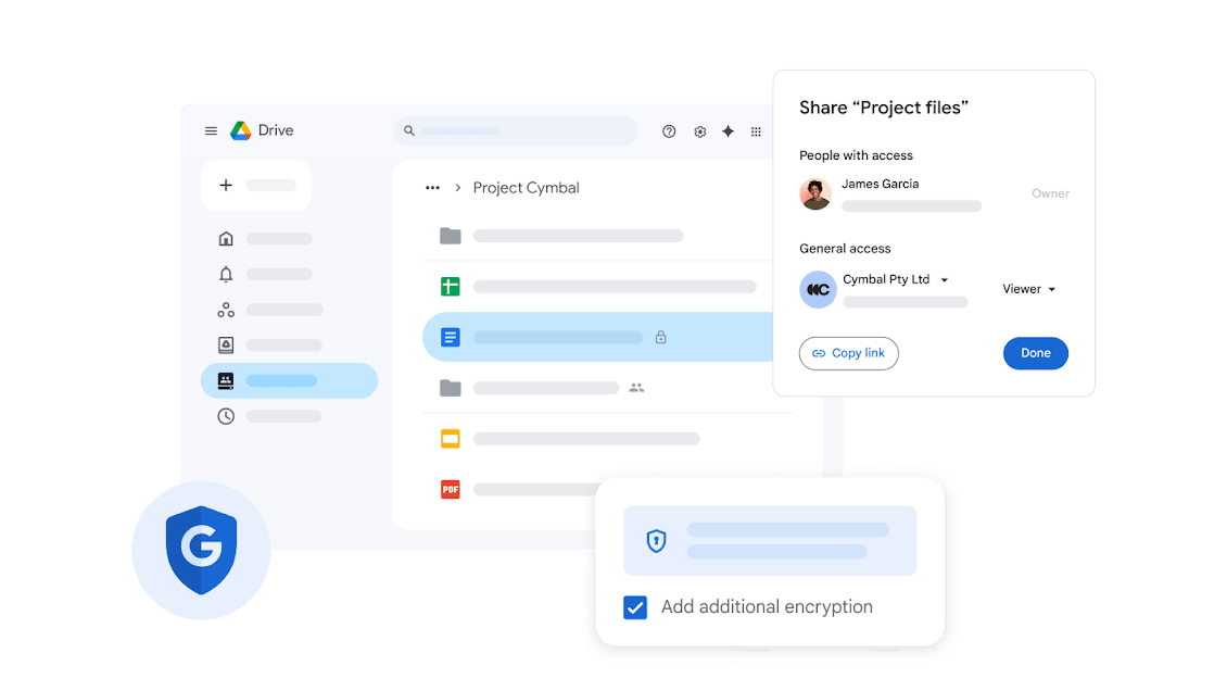 Secure file sharing and access control in Google Drive