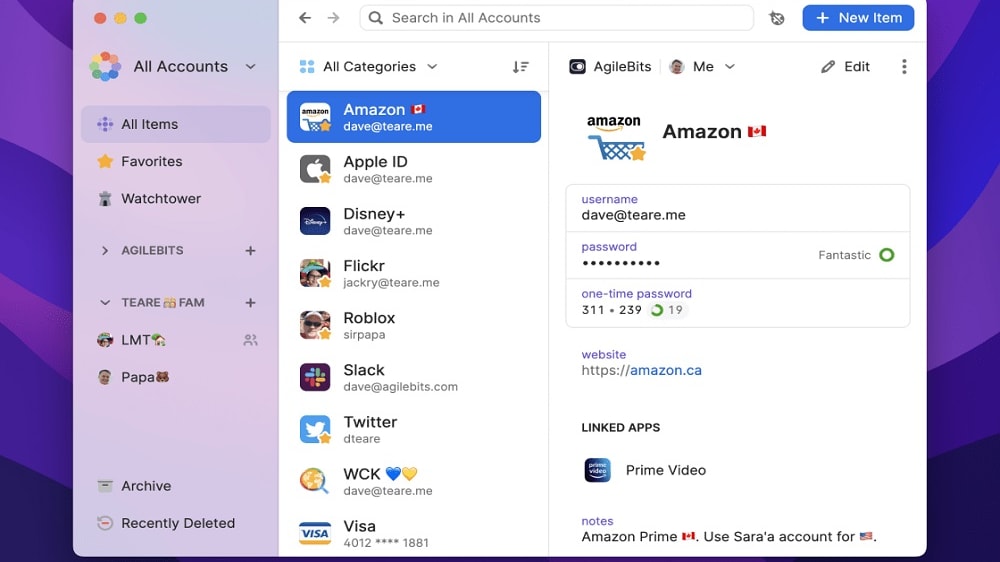 1Password is acclaimed for its polished interface and emphasis on security through features like the secret key, which adds an extra layer of encryption, and Watchtower, which alerts users to security breaches and compromised websites.