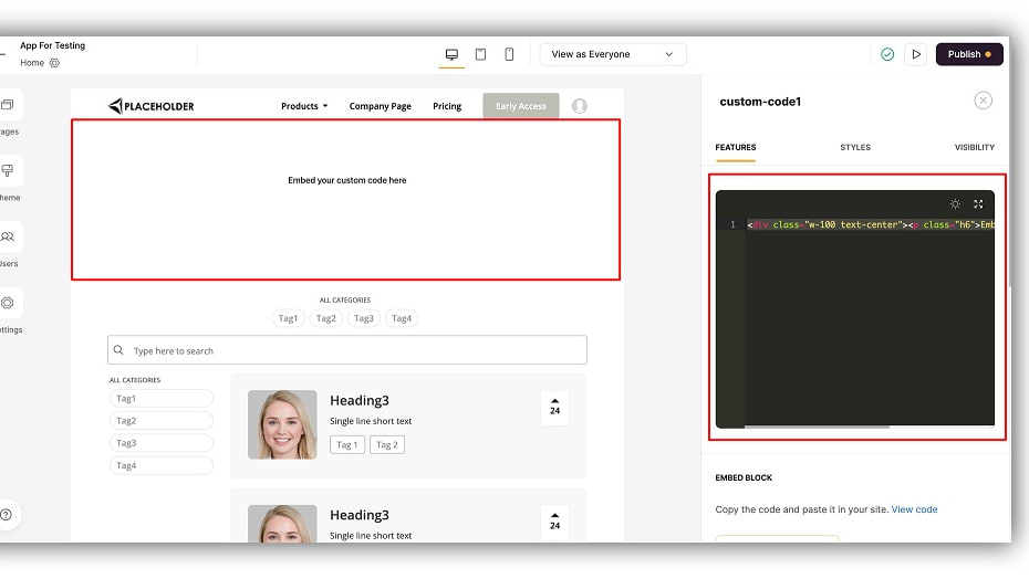 Softr's platform provides users with a library of 100+ building blocks that can be easily customized to match their branding and functionality preferences.