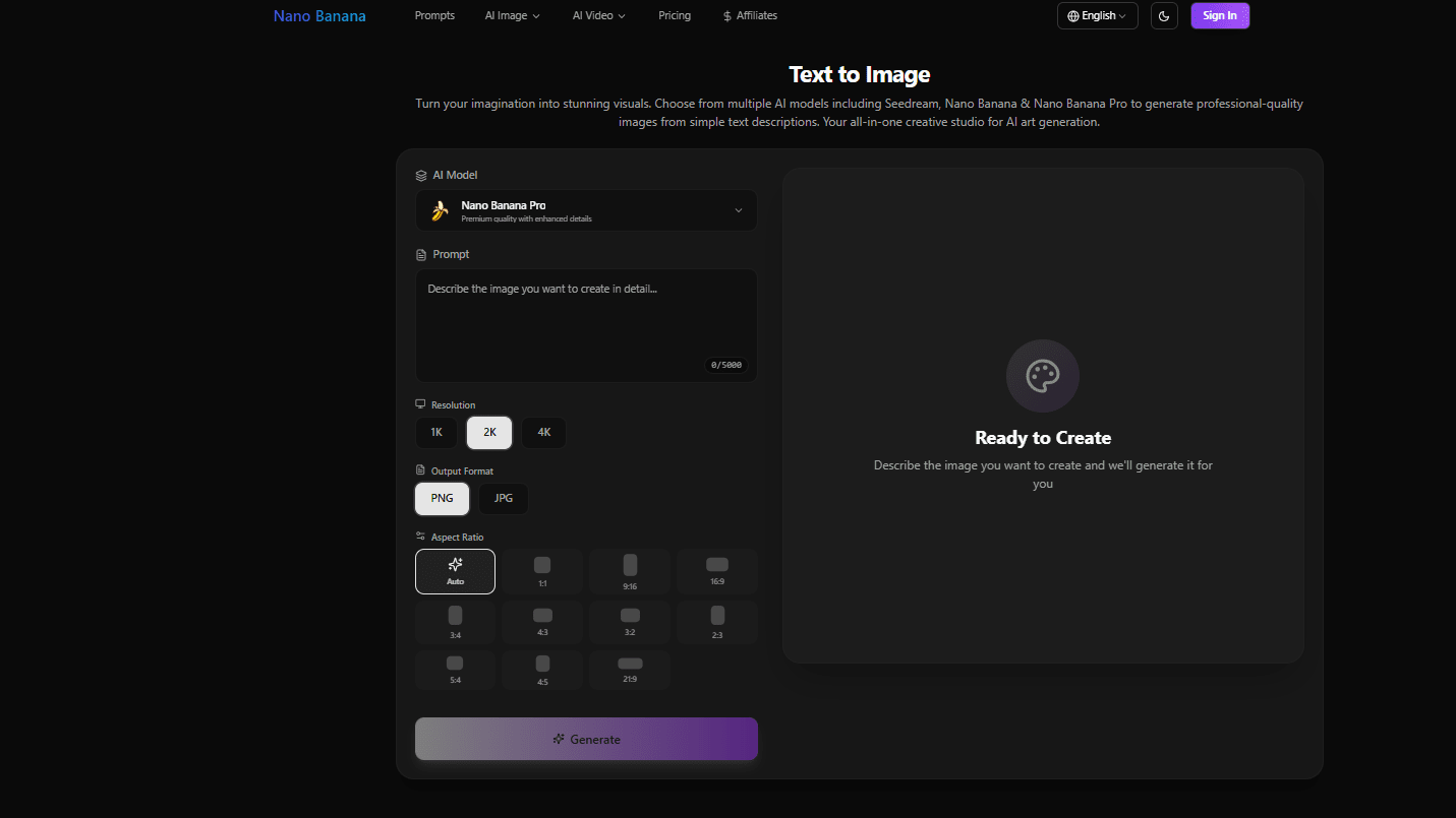 Create high quality visuals with just a prompt