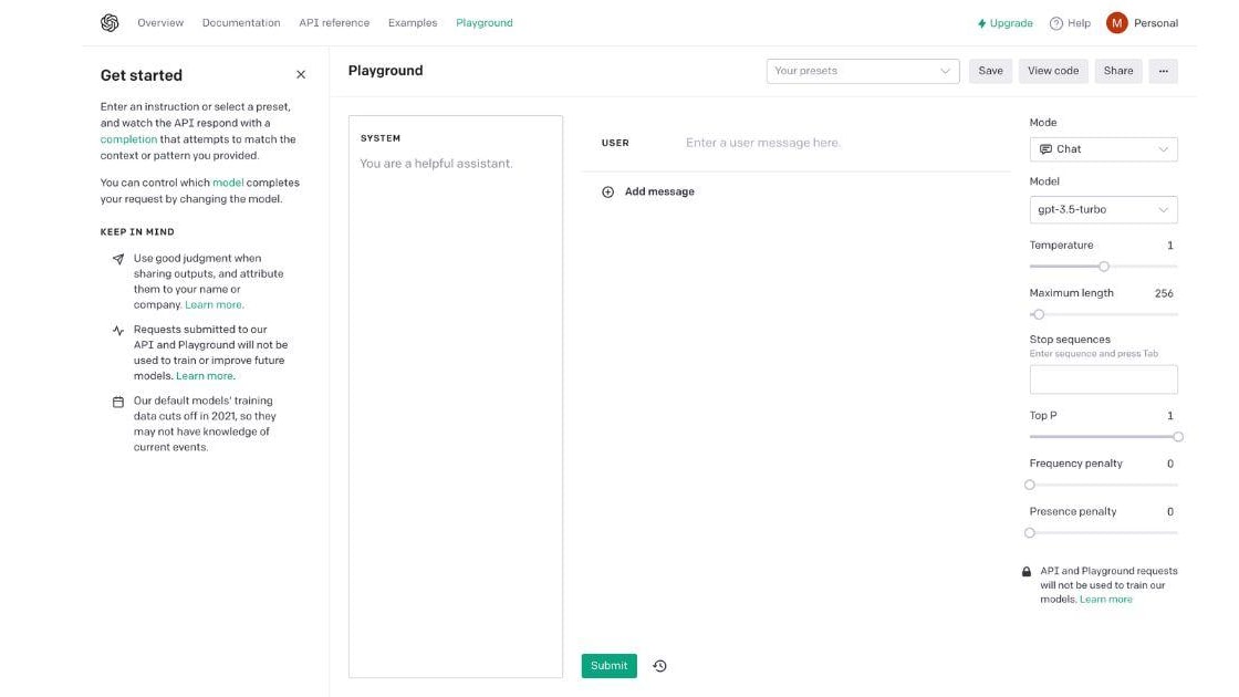 OpenAI's interface is focused on structured prompts and tool orchestration