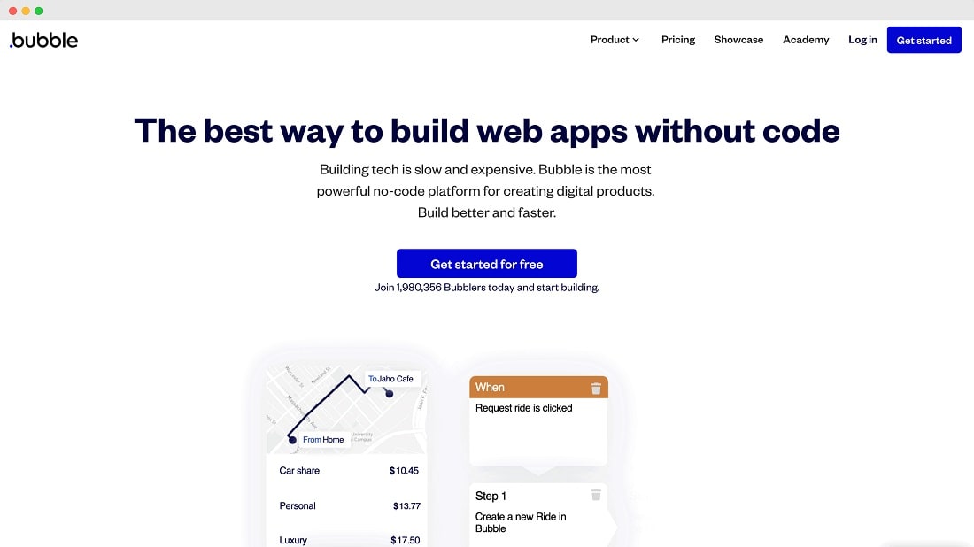 Bubble adopts a remarkably user-centric approach, enabling individuals to bring their ideas to life without the need for coding expertise. 