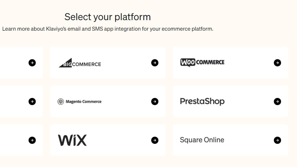A Selection of Klaviyo's Email and SMS App Integrations