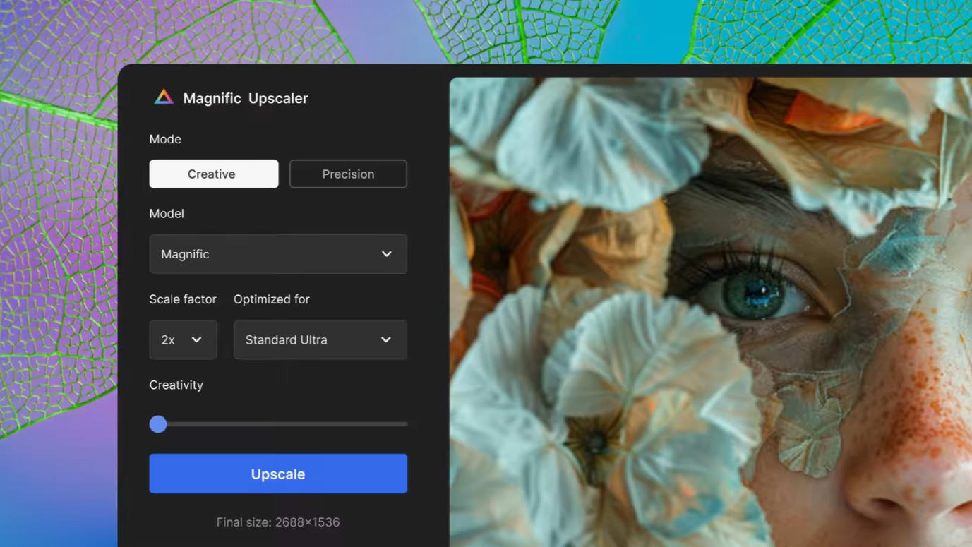 AI-powered image upscaling with Freepik