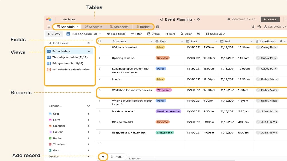 Airtable truly stands out in the realm of data management, and one of its most pronounced strengths is the remarkable capacity to empower users to convert raw data into actionable views, seamlessly automate data workflows, and generate custom reports with remarkable ease, all achievable within just a few clicks. 