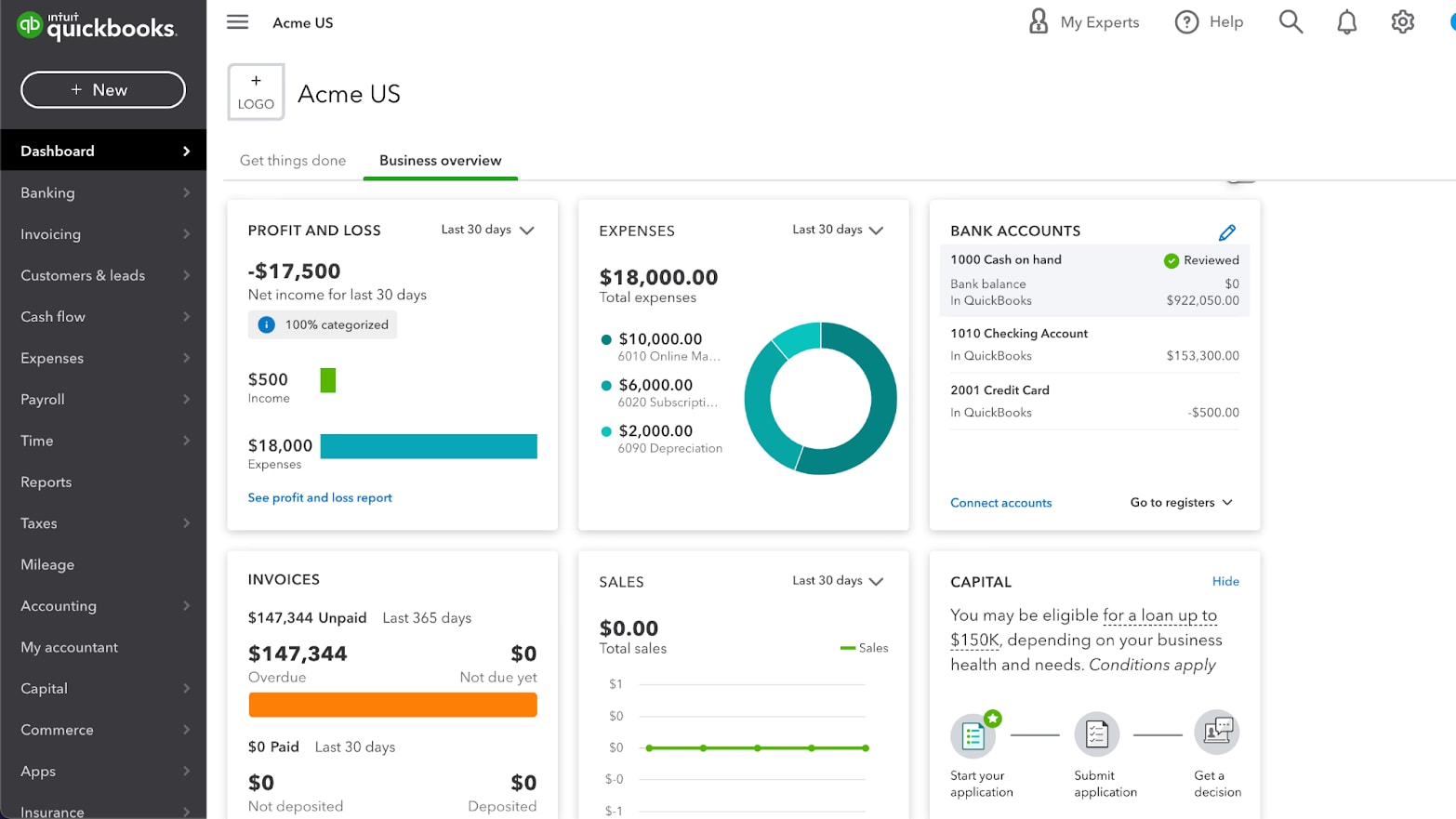 QuickBooks Online provides you with custom reports and financial analysis