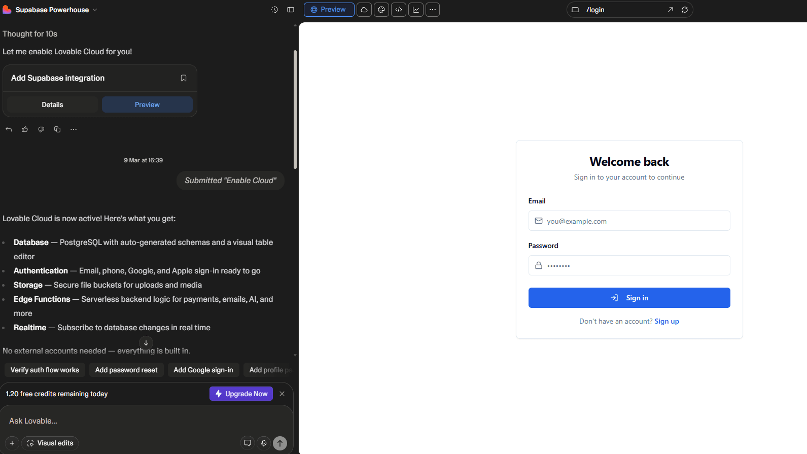 Lovable's Supabase integration instantly creates a production-ready backend