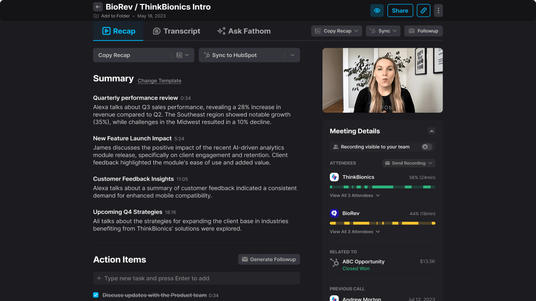 Turn meetings into actionable outcomes with Fathom