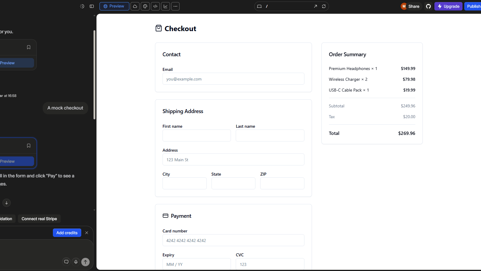 Building a Stripe checkout flow with Lovable's AI builder