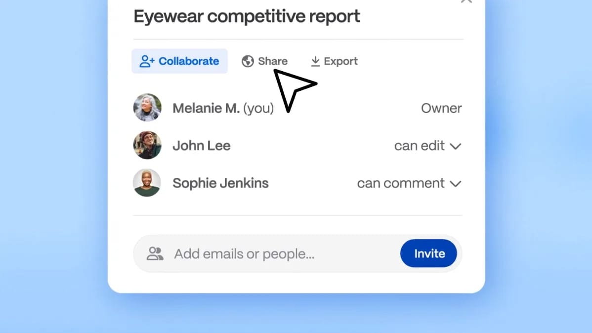 Seamless sharing and real-time collaboration with Gamma