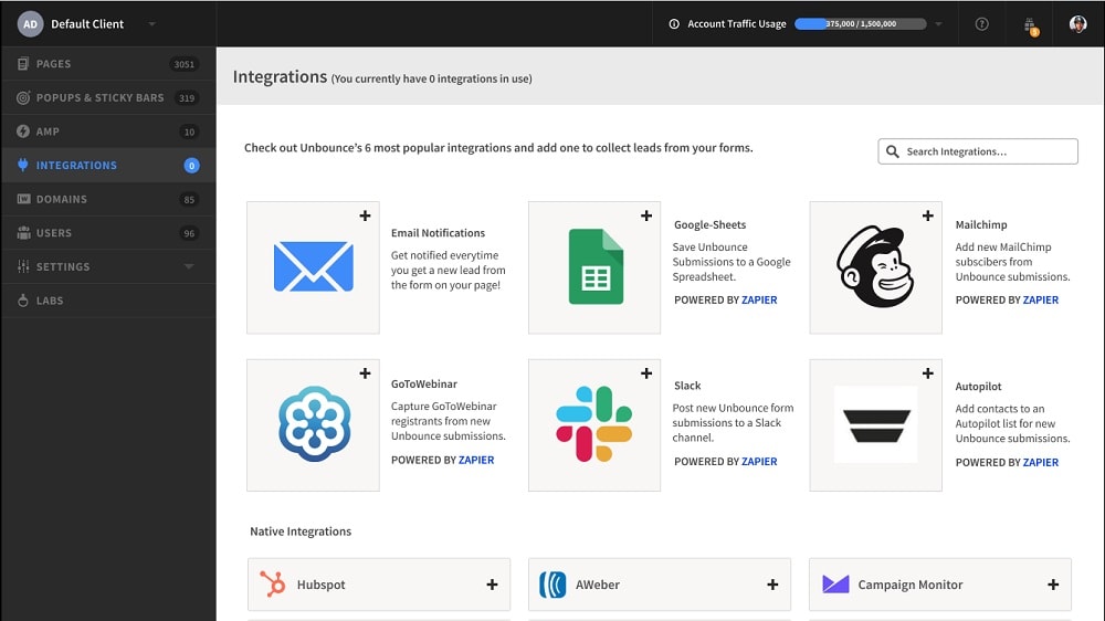 Unbounce stands out for its superior integration capabilities.