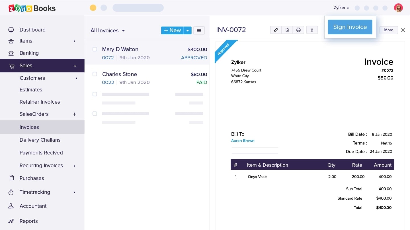 Insert Your Digital Signature on Invoices Created with Zoho Books to Ensure Security and Confidence