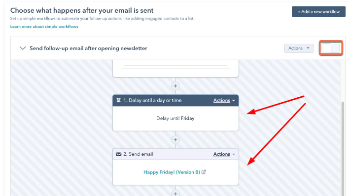 HubSpot’s advanced automation feature highlighting custom email automations