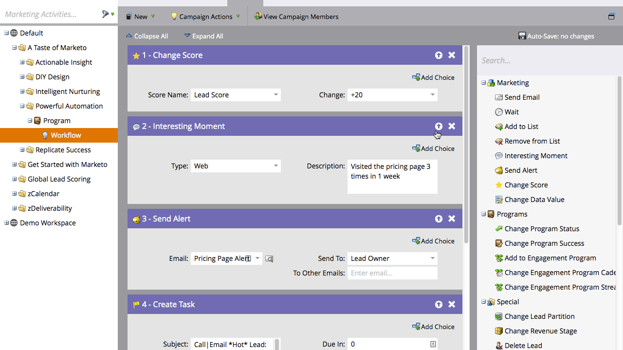 Marketo's Automated Workflow Drag-and-Drop Builder