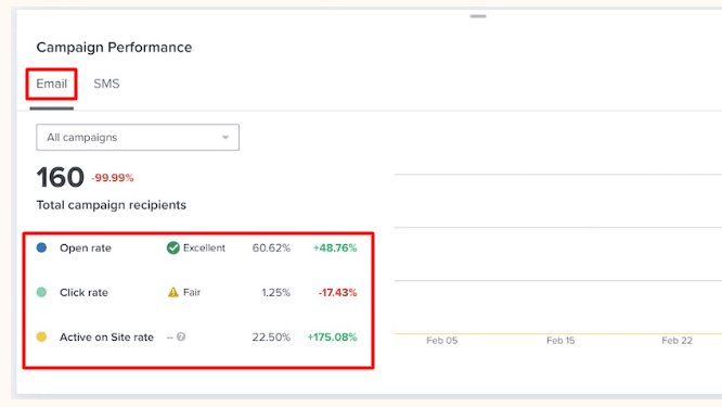 A Klaviyo Analytics Report Showing Open and Click-Through Rates for an Email Campaign