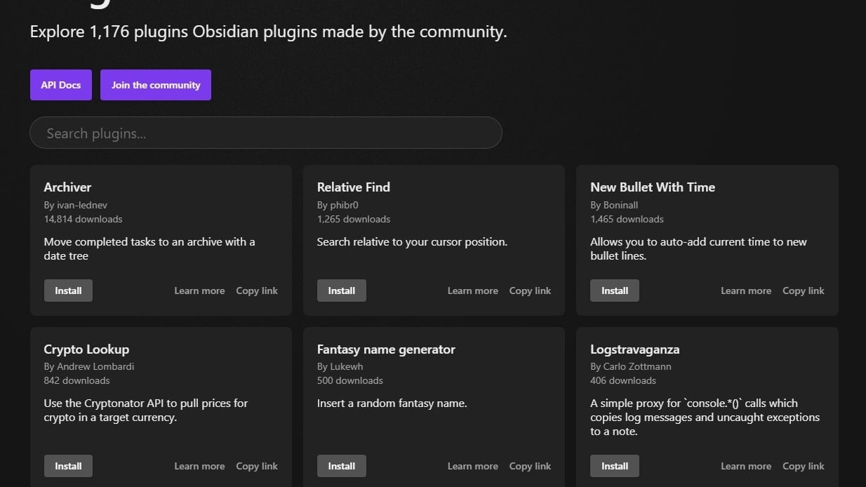 Obsidian's Selection of Over 1,000 Integrations and Plugins
