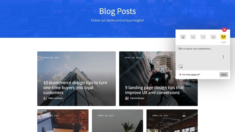 Hotjar's Feedback Widget for Instant User Experience Ratings