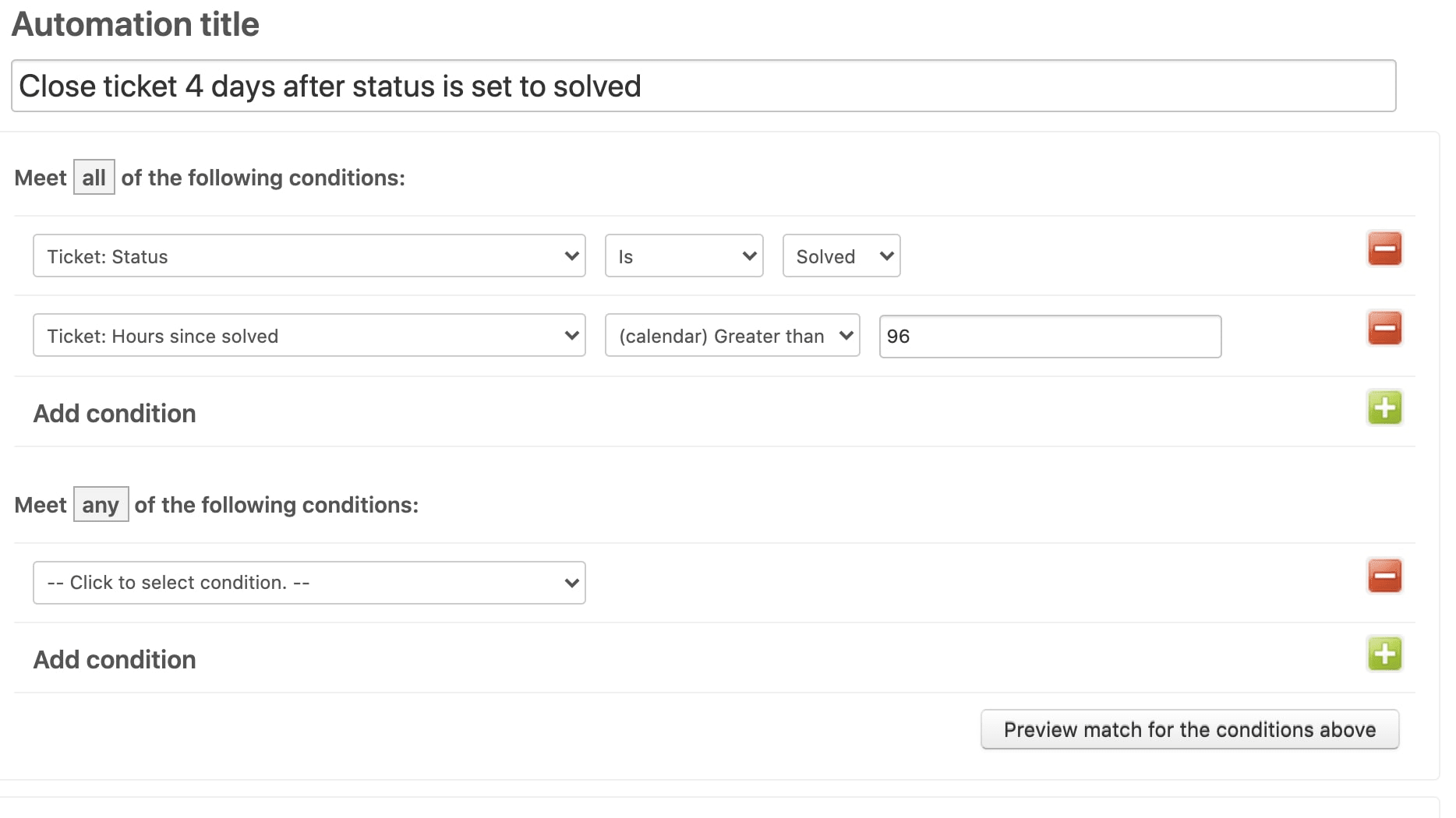 Zendesk's Automation Allowing You to Set Certain Conditions for Different Triggers