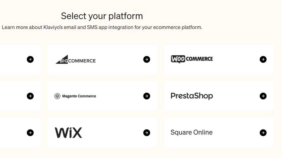 A Selection of Klaviyo's Email and SMS App Integrations