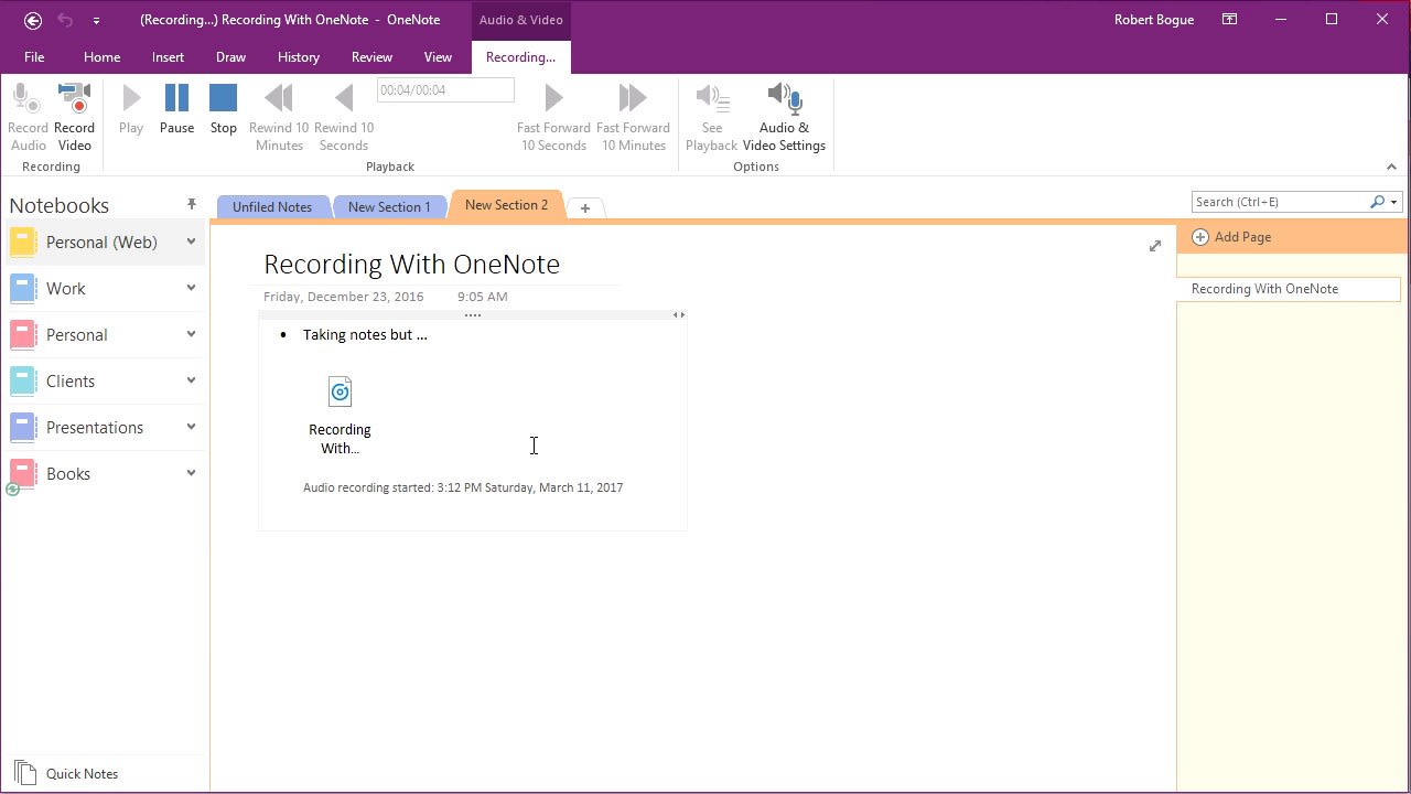 OneNote gives You the Power to Record Audio and Video from the Notes Dashboard