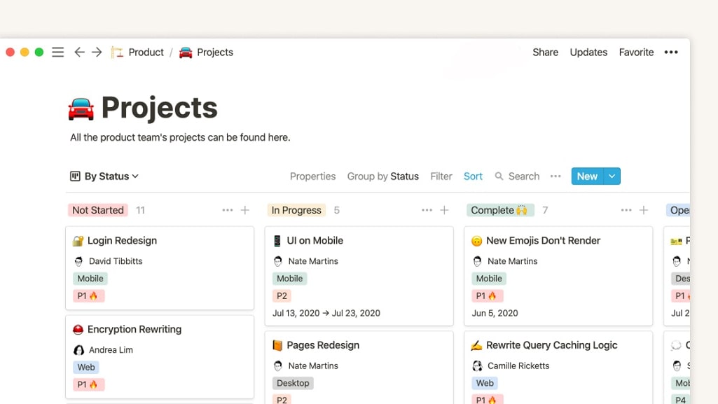 Notion stands out with its more direct and robust project management features. Notion enables users to create interactive Kanban boards, assign tasks, set up notifications, and closely monitor a project's progress. 