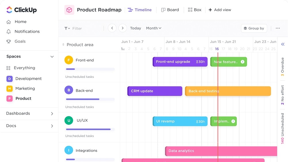  ClickUp's drag-and-drop functionality makes it easy to move tasks and projects across boards and lists, providing a seamless experience for teams of all sizes.