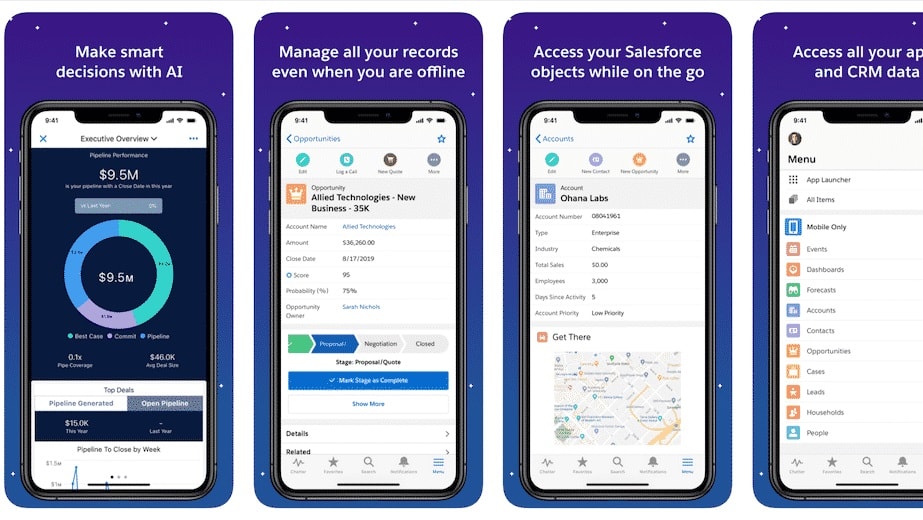 Salesforce gains a notable advantage with its dedicated mobile app feature, which empowers users to efficiently manage contacts, deals, and tasks while on the move