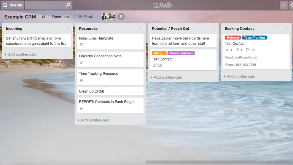 Trello's distinctive board format provides an exceptional visual tool for task organization and prioritization.