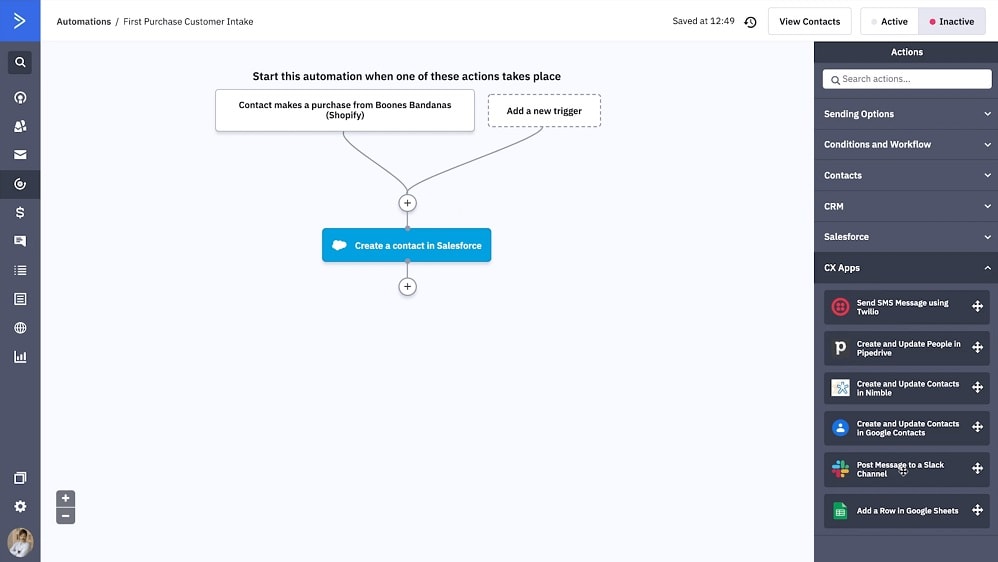 ActiveCampaign boasts access to over 870 integrations, encompassing popular e-commerce platforms, content management systems and customer relationship management systems like Shopify, WordPress, and Salesforce.