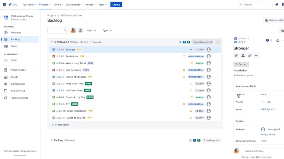 Jira's user-friendliness becomes apparent through its intuitively designed dashboard, which offers a clear overview of ongoing projects, tasks, and issues.