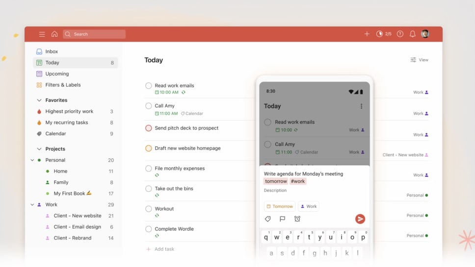 With minimal learning curve, Todoist simplifies task organization and to-do list management. 