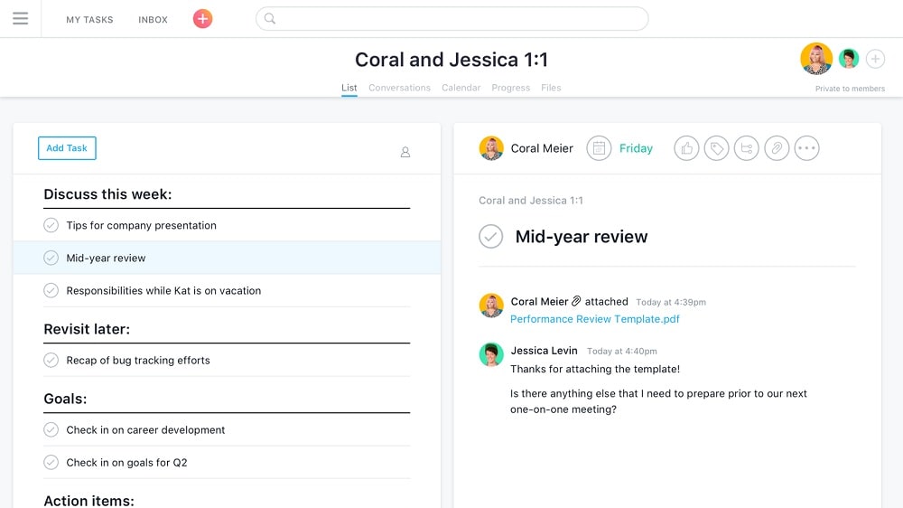 Asana facilitates seamless interaction between teams and departments through shared projects and task assignments.