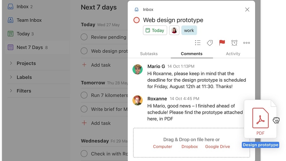 Todoist allows users to collaborate on projects by sharing access and assigning tasks to team members. T
