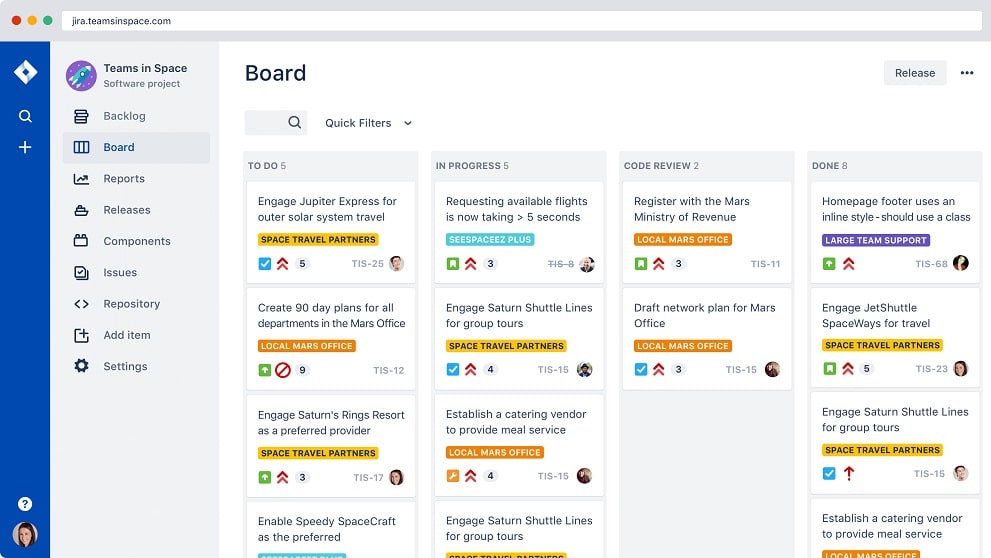 Jira is a project management tool specifically for agile teams, such as software developers.