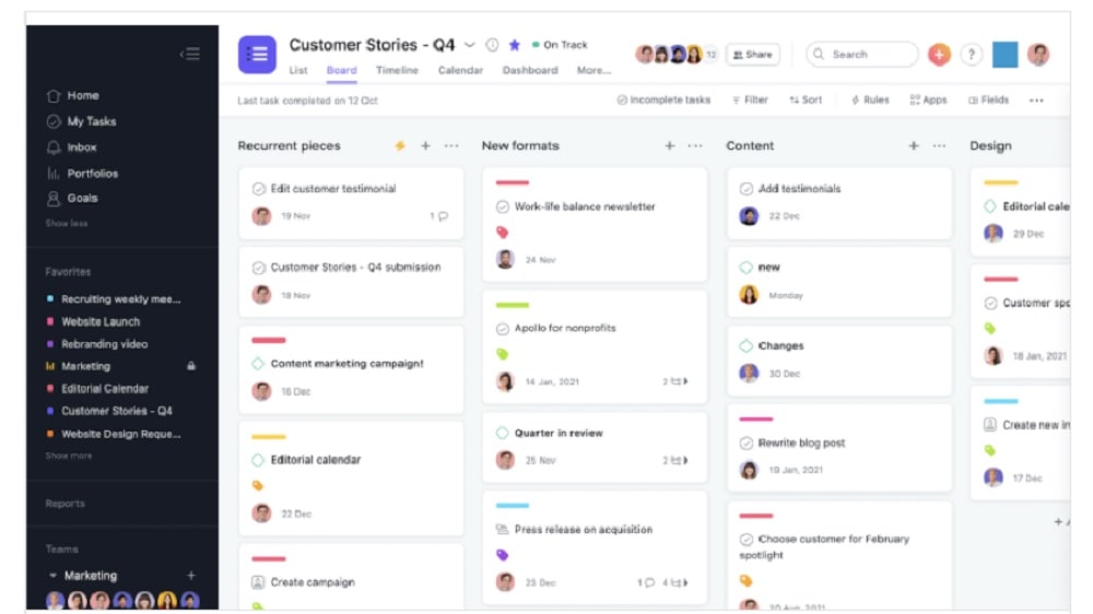 Asana's task management system serves as a prime example of its user-friendly design.