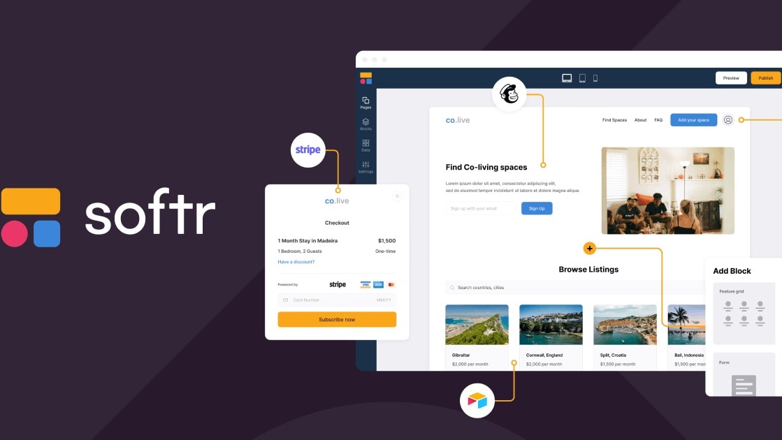 Softr promises a simple and powerful way of building apps and websites using the same simple interface. 