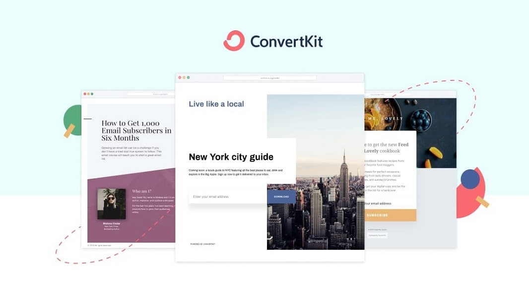 ConvertKit's landing page builder stands out for its simplicity and functionality.