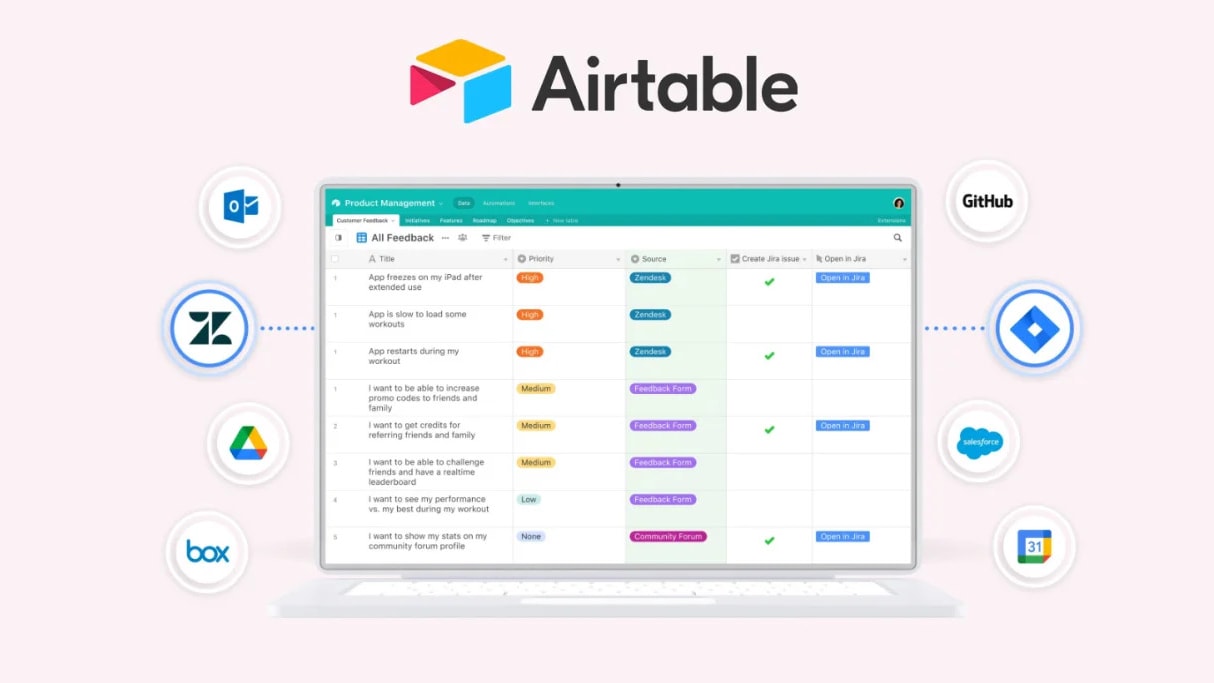 Airtable adopts a sheet or table-based structure, similar to Google Sheets or Excel.