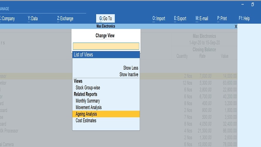 Tally's report library includes reports for profit and loss analysis, cash flow statements, balance sheets, tax liability calculations, and more. 