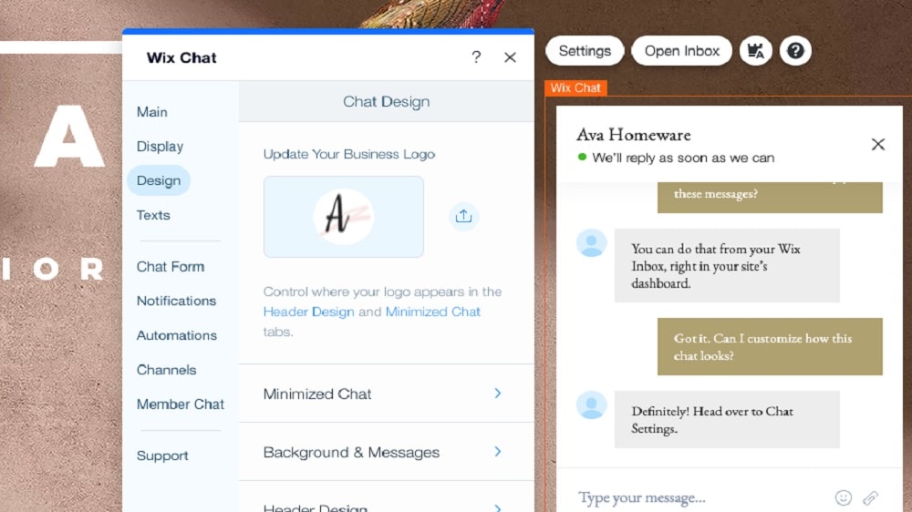 Wix’s Live Chat feature creates a more dynamic and interactive website environment. 