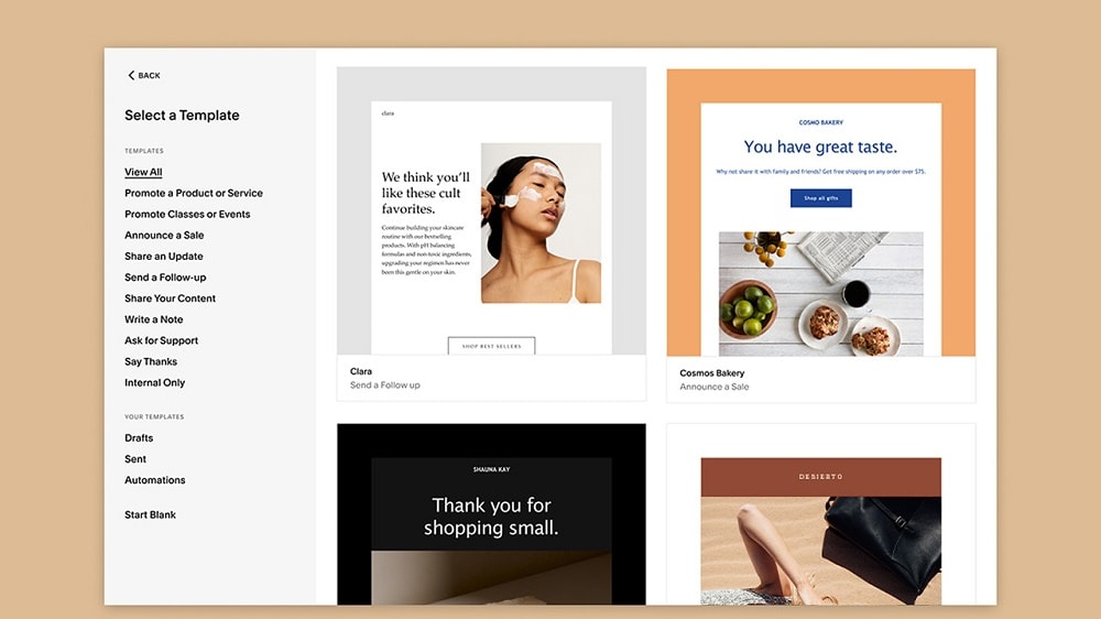 This feature allows users to design and send email campaigns that seamlessly align with their website's brand image and content, directly from the Squarespace platform.