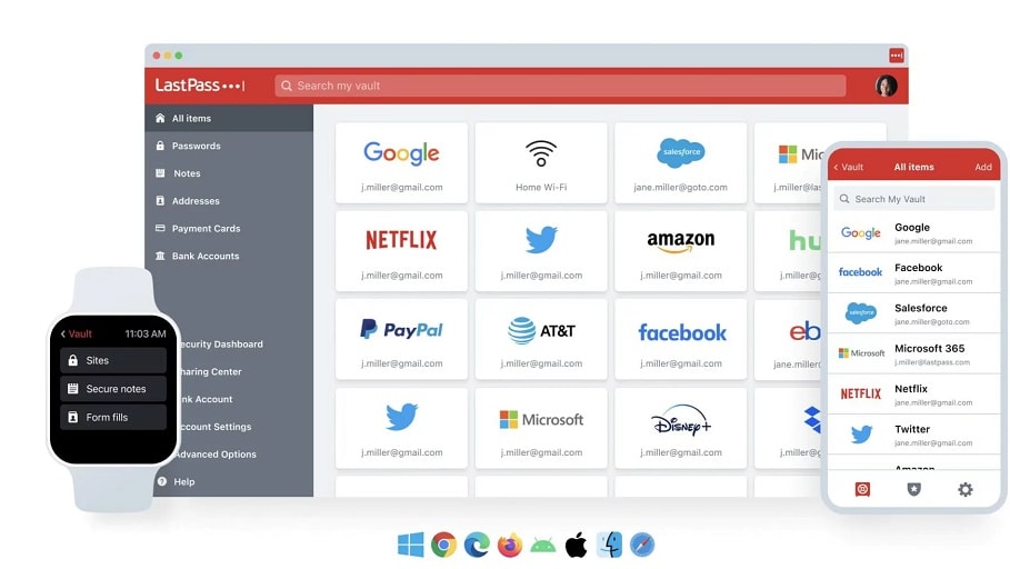 LastPass's strength lies in its form-filling capabilities and its ability to securely share passwords and notes, making it a solid option for users looking for comprehensive functionality without a price tag