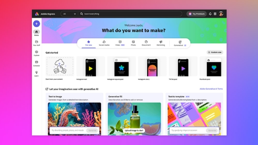 Adobe Express's collaborative capabilities include Adobe Creative Cloud integration, enabling team members to share and co-edit projects effortlessly.