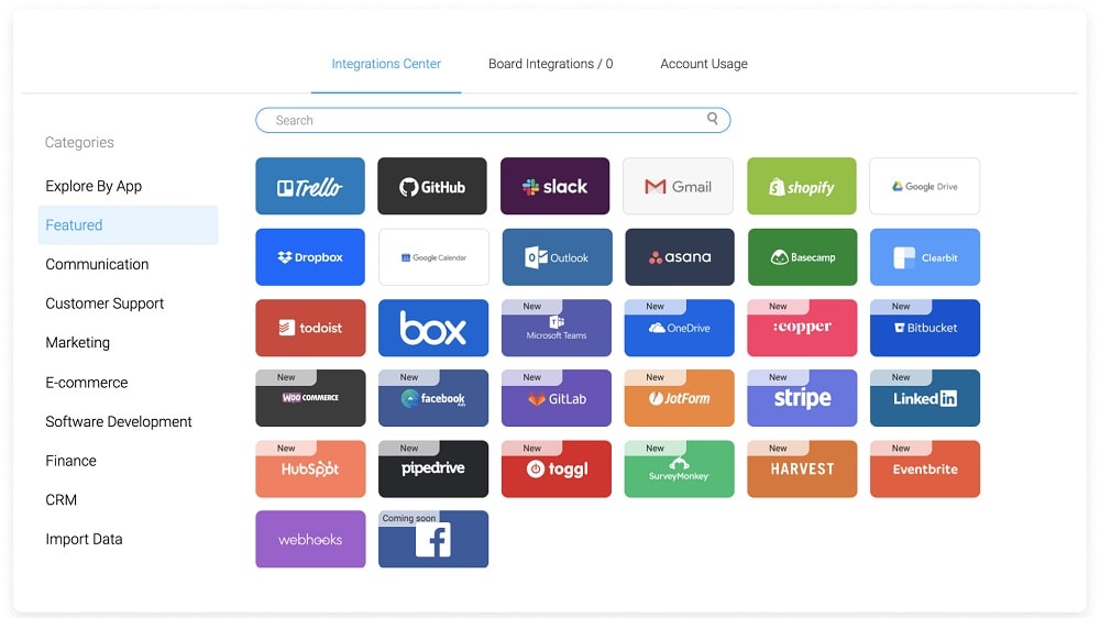 Monday offers users access to a broader array of integration options