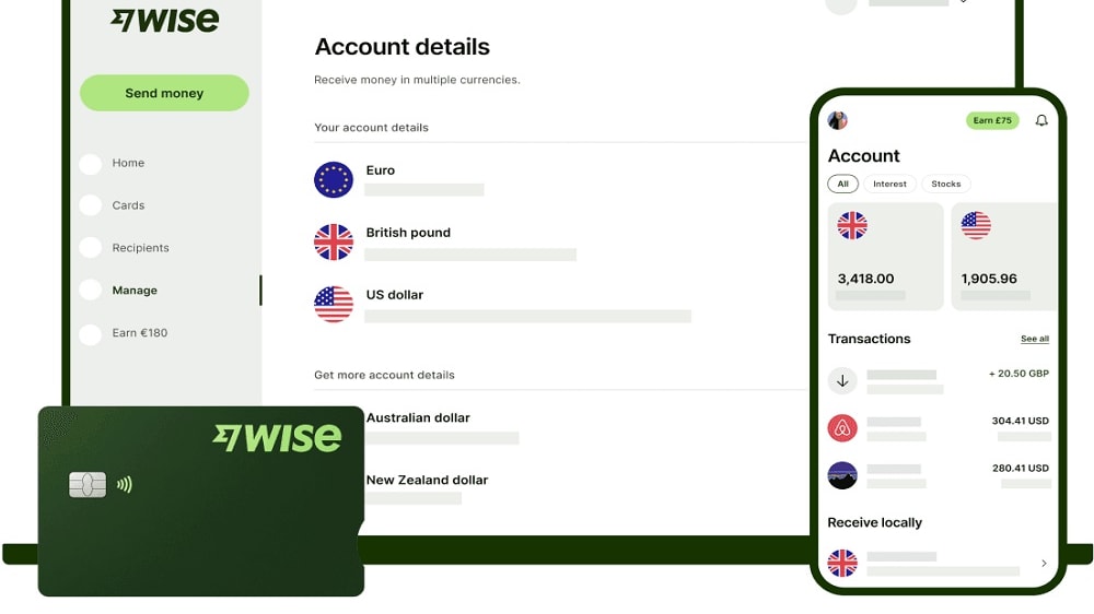 Wise offers users the flexibility to maintain, manage, and spend money in over 50 different currencies, all without the need to juggle multiple bank accounts.