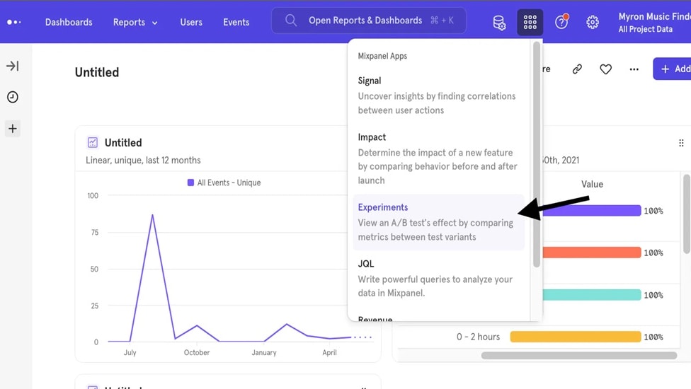 Mixpanel's user-friendly interface facilitates the swift setup of various versions of your app or website for comparison