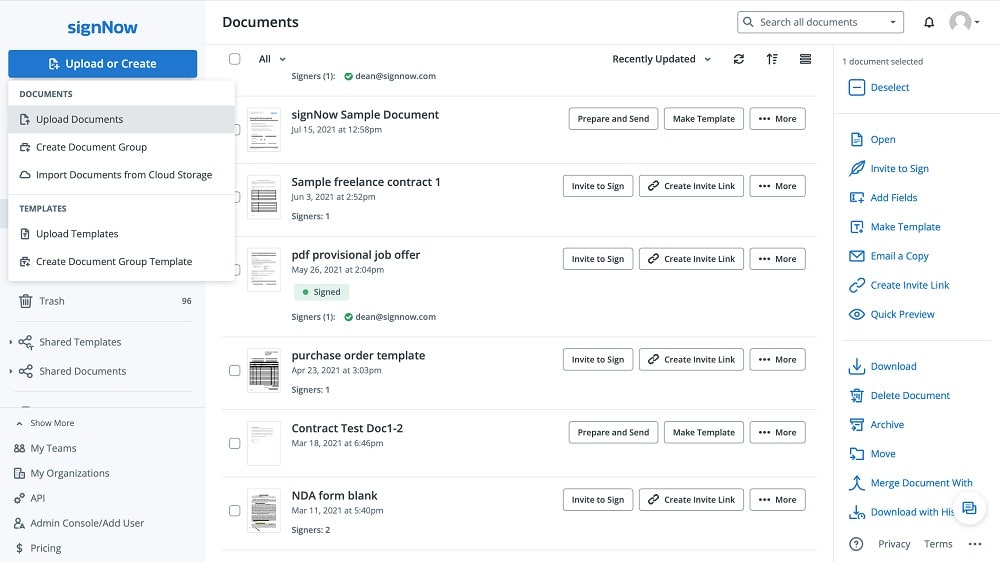 SignNow's interface is notably streamlined and easy to navigate, winning praise from users for its simplicity and reduced learning curve.