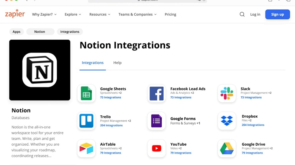 Notion boasts an extensive array of integration possibilities, allowing users to seamlessly connect it with numerous leading SaaS platforms. 