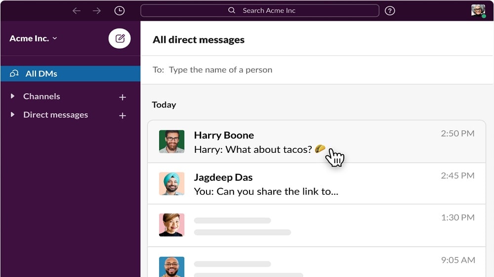 Slack's direct messaging feature surpasses expectations by offering a secure platform for private, one-on-one communication or sensitive discussions.