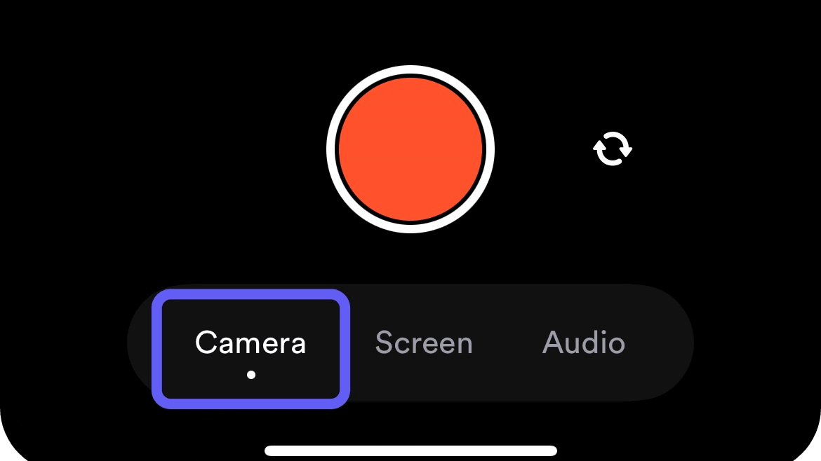 Loom's Mobile App Interface Makes it Easy to Switch Between Camera, Screen, or Audio Recording